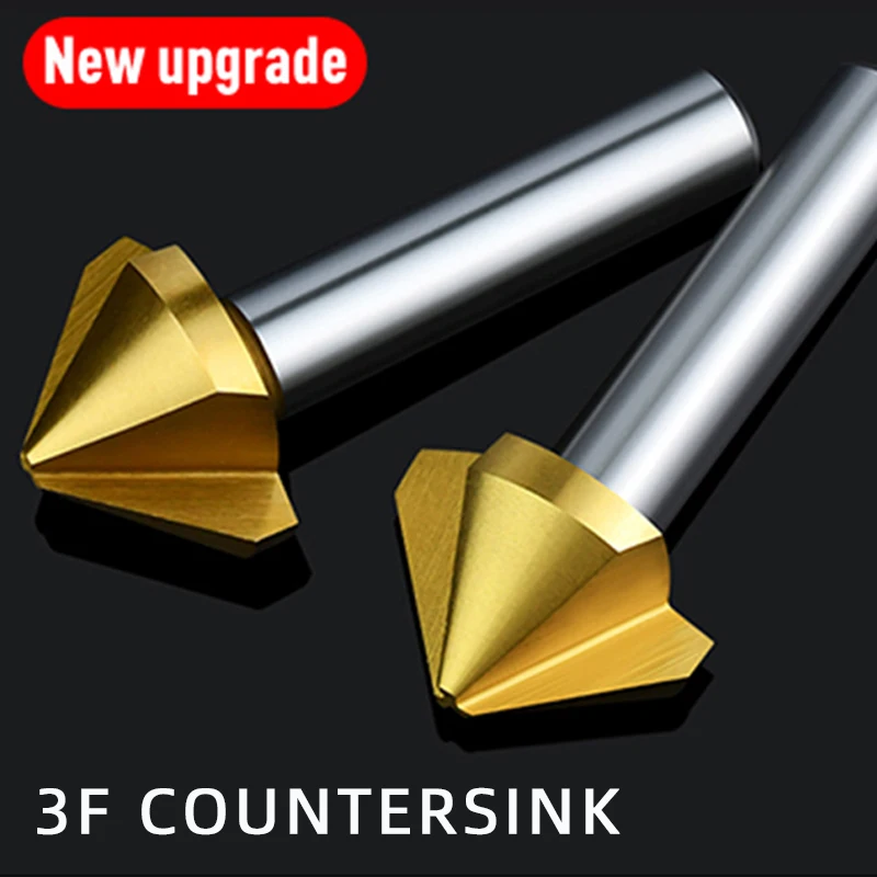 BB 90 Degree Countersink HSS Chamfering Metal Milling Tool 1 3 Flute Cutter De-Durring Orifice Rose Cove Drill 60 120