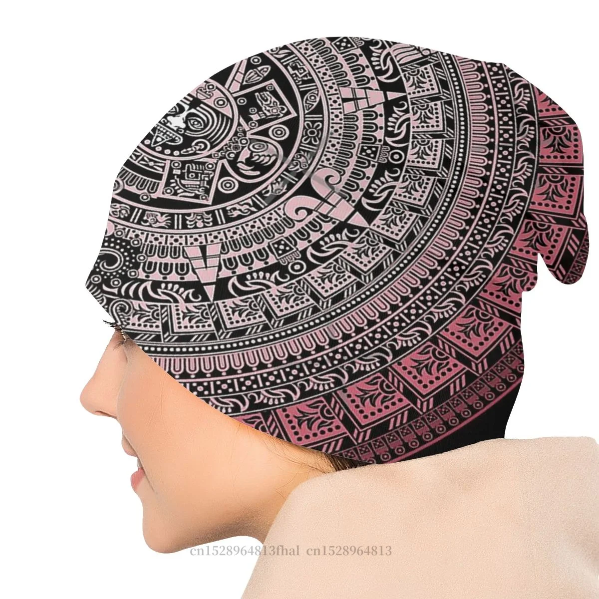 Mayan Aztec Calendar Skullies Beanies Caps Pattern Hat Winter Warm Bonnet Hats Men Women\'s Street Ski Cap