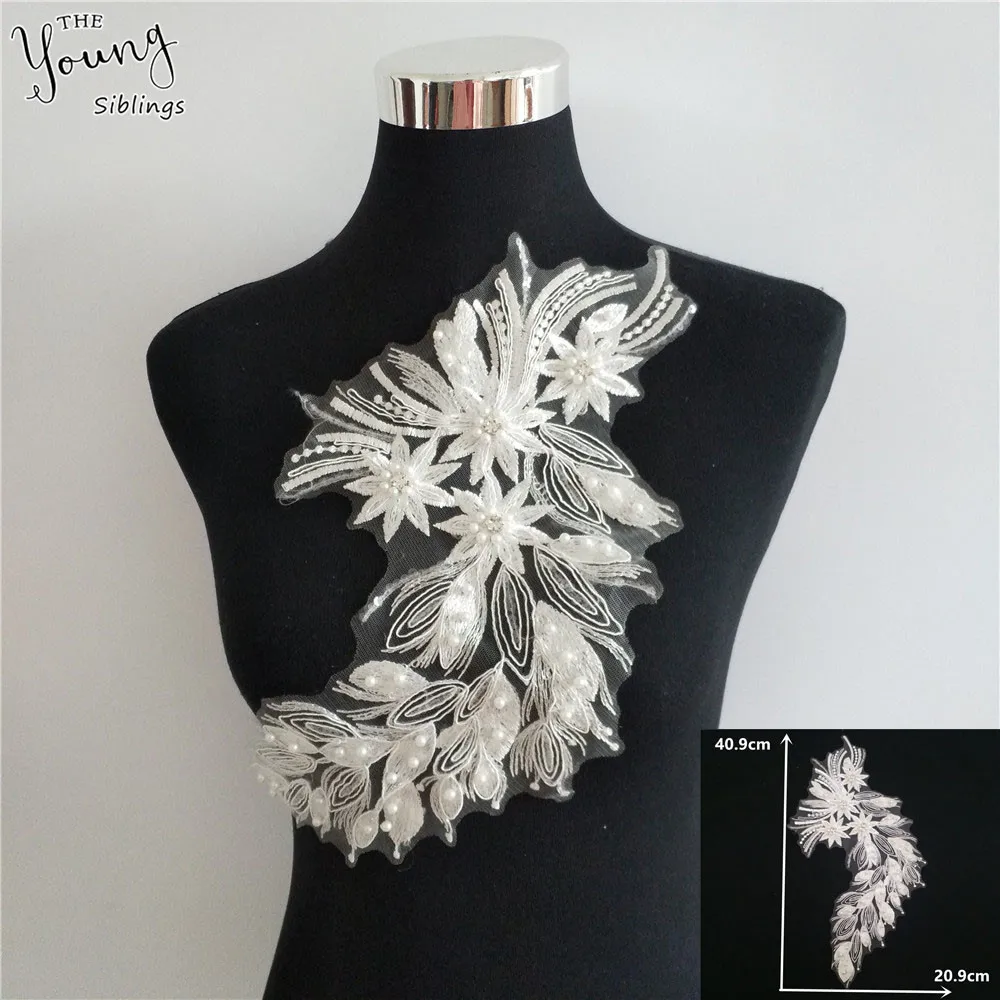 Fashion ABS pearl lace collar embroidery DIY sequins lace neckline three-dimensional flower decoration clothing decals