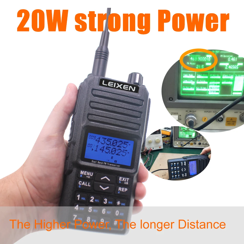 Imagem -02 - Leixen-walkie Talkie de Longa Distância Uv25d 20w Dual Band 136174 400470mhz Rádio Rádio Amador Novo