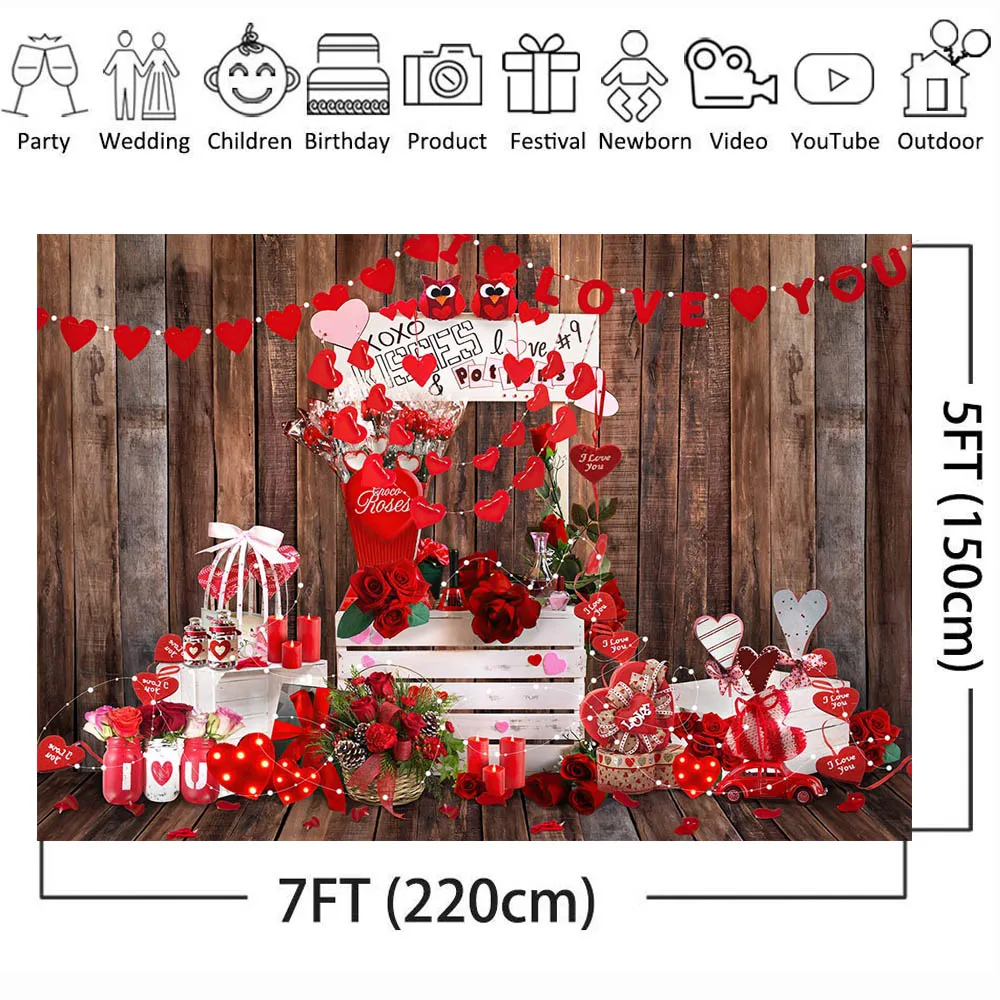 Mocsicka Love Heart День святого Валентина фон дерево красная роза свадебная пара фон для фотосъемки студия «Я ЛЮБЛЮ ТЕБЕ» Декор баннер