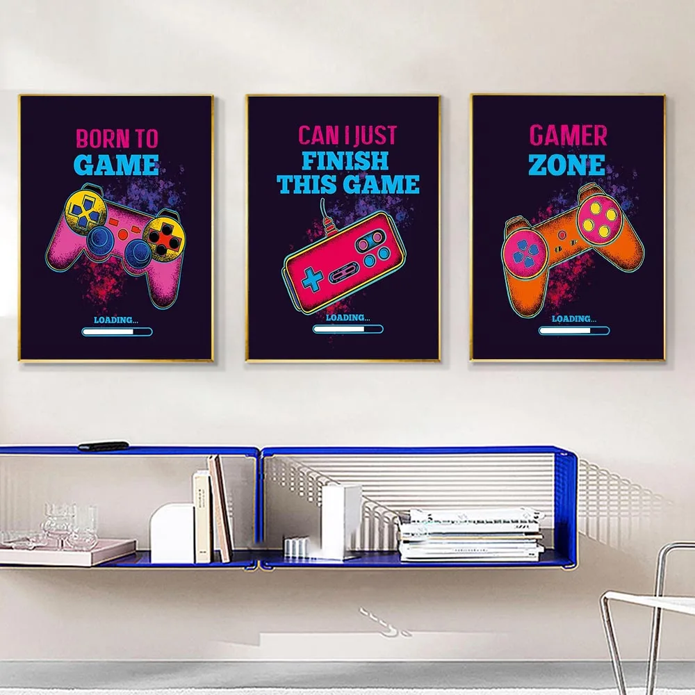 Funny Video Game Art Print Inspirational Words Quote Posters Canvas Print Gaming Wall Art For Boy Bedroom Playroom Home Decor