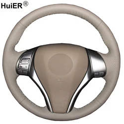 Hand Sewing Car Steering Wheel Cover Beige For Nissan Teana 2013-2018 Altima 2013-2018 Rogue 2014-2016 Qashqai X-Trail 2014-2017