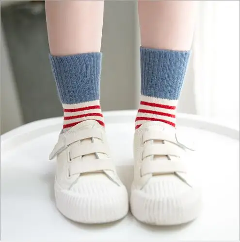 1-12 Year 5 pairs pack Children\'s socks Winter new horizontal stripes dot striped socks princess socks