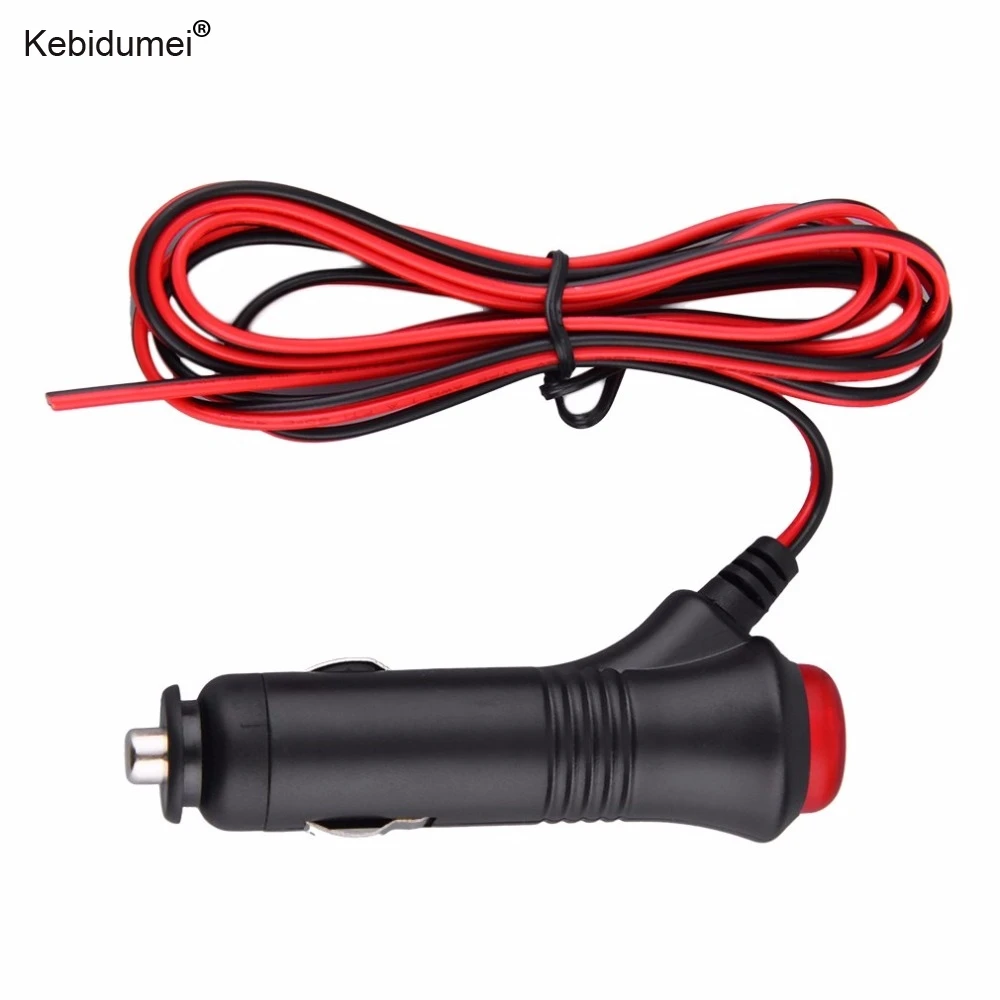 Kebidumei Universal 1.5m Cable Car Cigarette Lighter Socket Plug Connector 1.5 meter 12V 24V DIY Accessory With ON/OFF Button