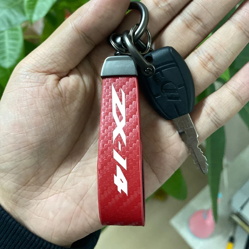 For KAWASAKI NINJA ZX14R ZX-14R ZX14 ZZR 1400 2006-2015 Motorcycle Keychain KeyRings Leather Key Ring Key Chain Accessories