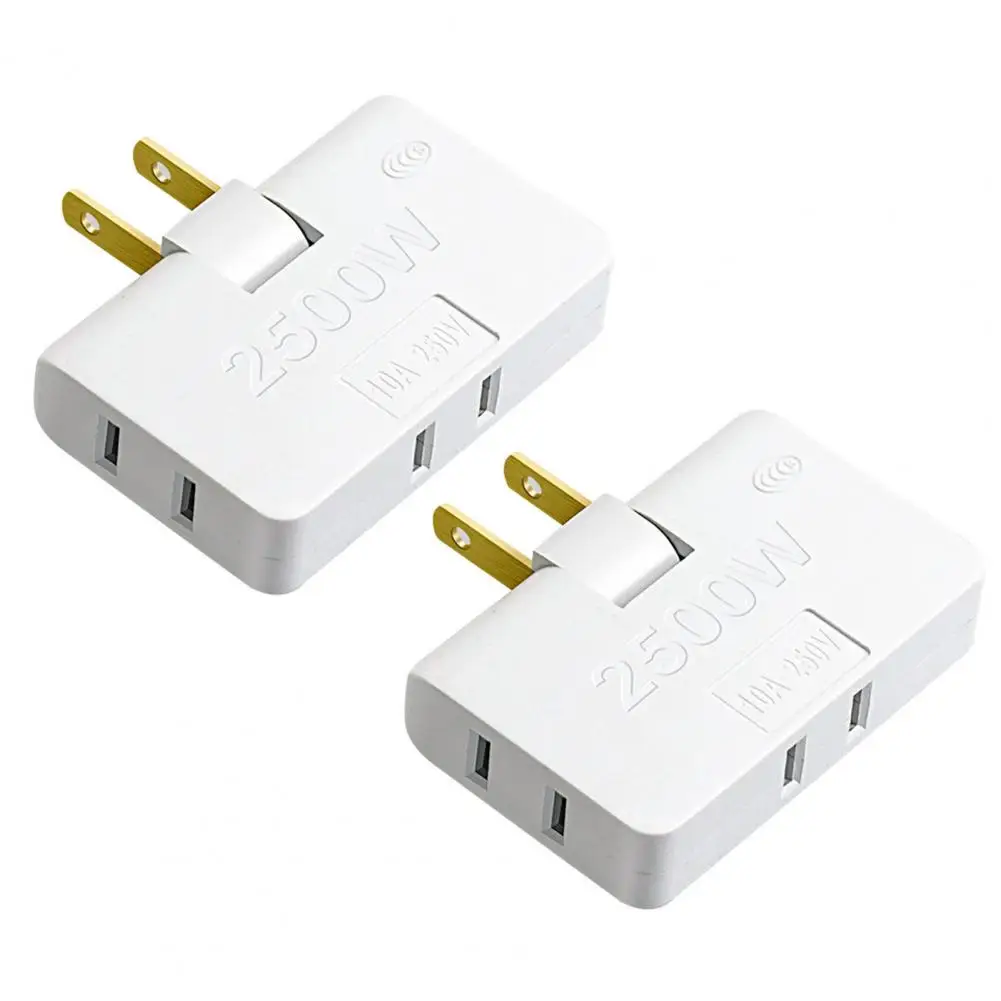 2Pcs  Outlet Adapter Portable Practical Durable Socket Converter One Turn Three Convenient to Use Outlet Splitter
