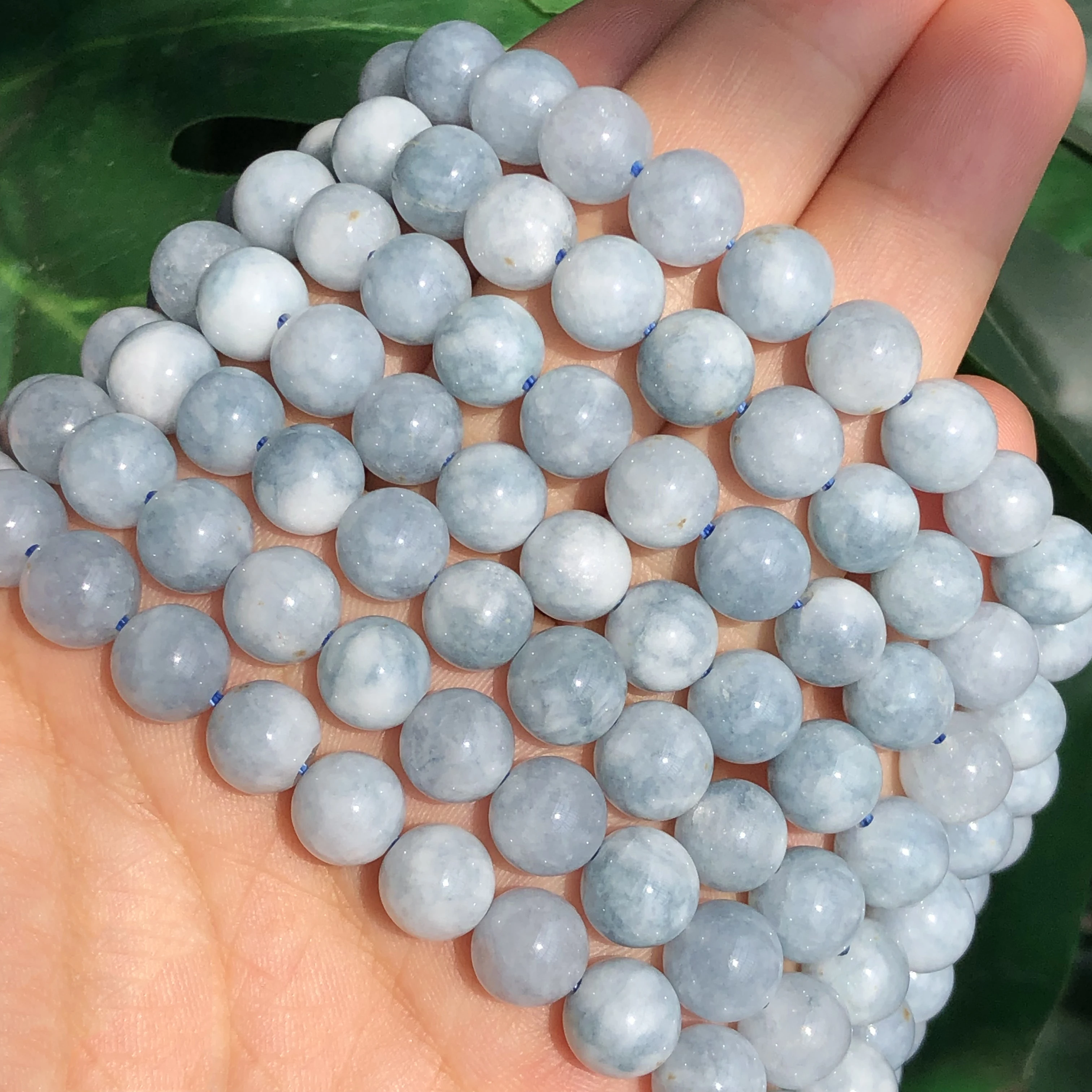 AAA Natural Round Blue Angelite Stone Jades Chalcedony Loose Spacer Minerals Beads For Jewelry Making DIY Bracelet Necklace 15\