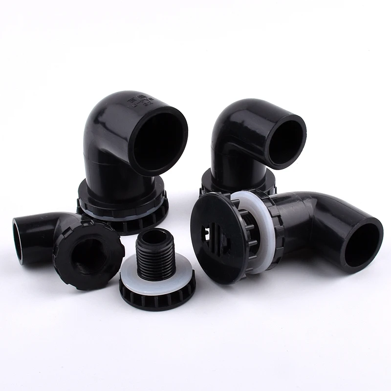 

2-10Pcs 20/25/32/40/50mm Black PVC Pipe 90° Equal Elbow Connectors Garden Irrigation Accessories Fish Tank Drain Aquarium Joints