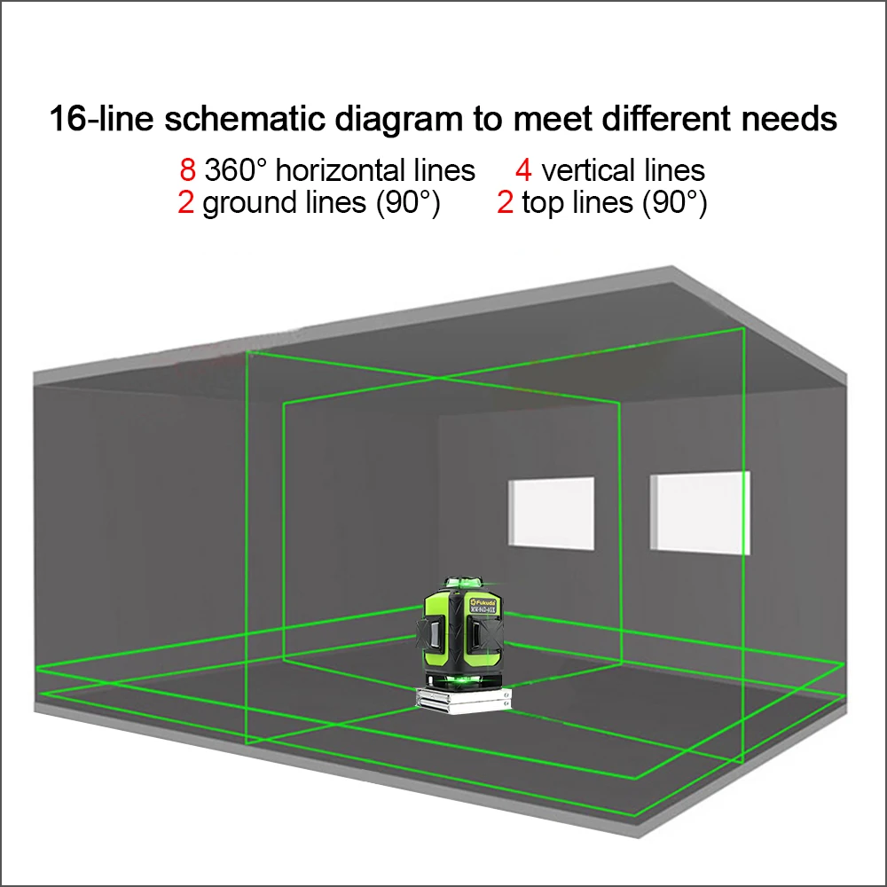 Livello Laser vicino a luce verde autolivellante orizzontale 360 ° verticale 16 linee Laser staffa 4D treppiede livello Laser professionale