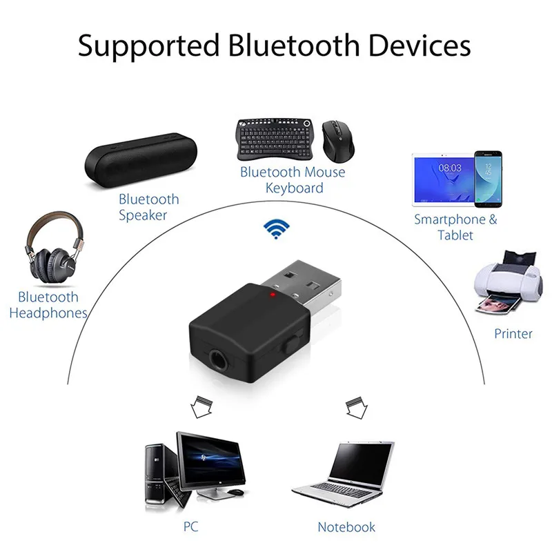 KEBIDU Bluetooth AUX Audio Mini Bluetooth 5.0 Receiver Transmitter Stereo RCA USB 3.5mm Jack For TV PC Car Kit Wireless Adapter