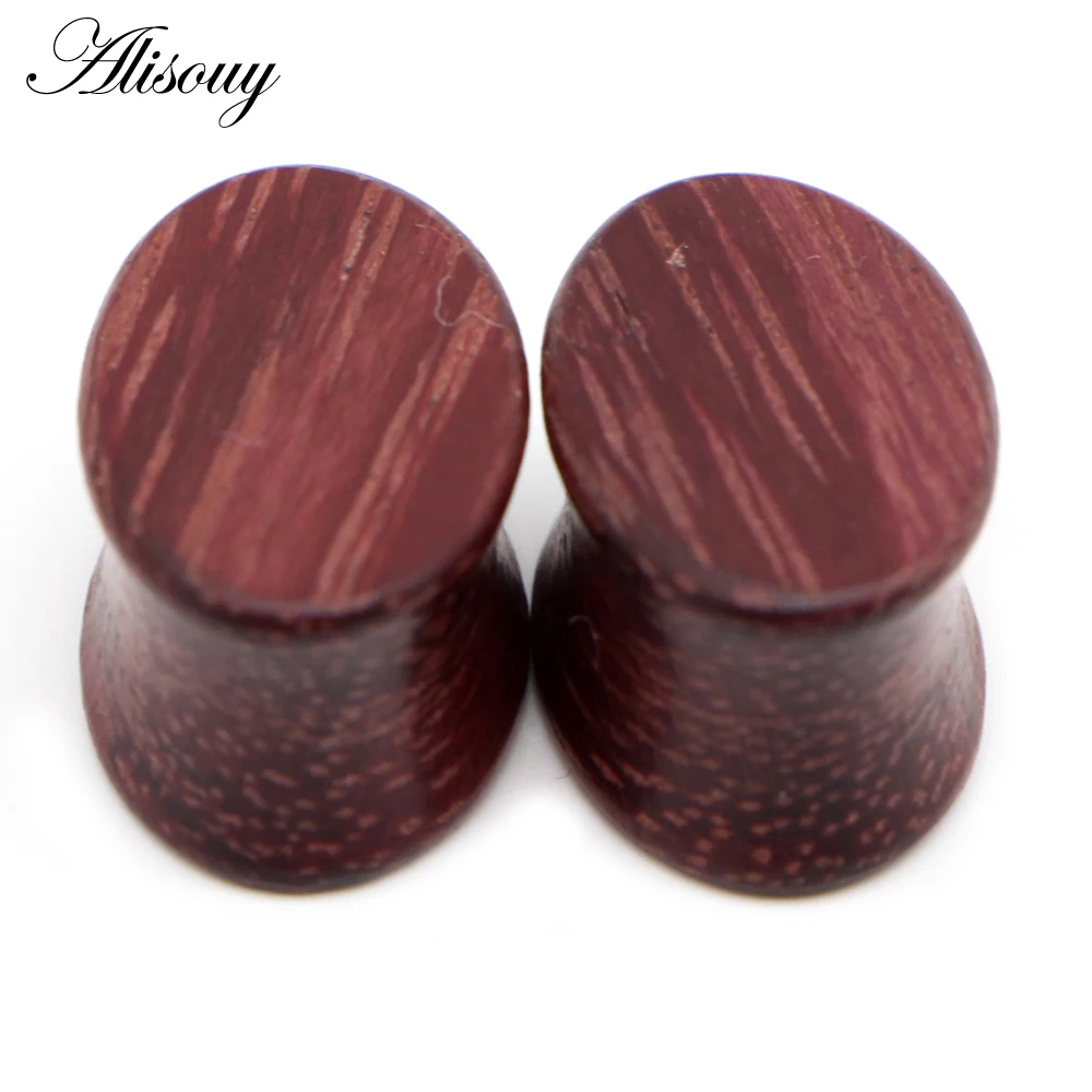 Alisouy 2PCS Purple Wood Ear Plugs Flesh Tunnels Gauges Round Oval Expanders Solid 8-25mm Anti-allergic Body Piercing Jewelry