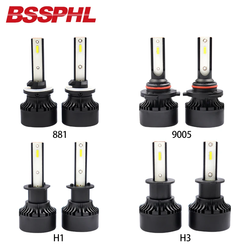 

BSSPHL Auto LED Light 12V 881 9005 H1 H3 H4 H7 H8 H9 H11 PSX24 PSX26 Car Head light replacement bulbs fast start lemon-yellow