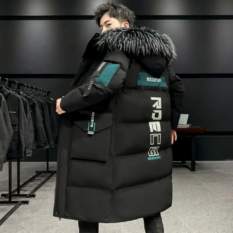 Parkas longas à prova de vento quente masculino, casacos casuais, casaco de algodão acolchoado, bolsos grandes, alta qualidade, novo, inverno, 2022