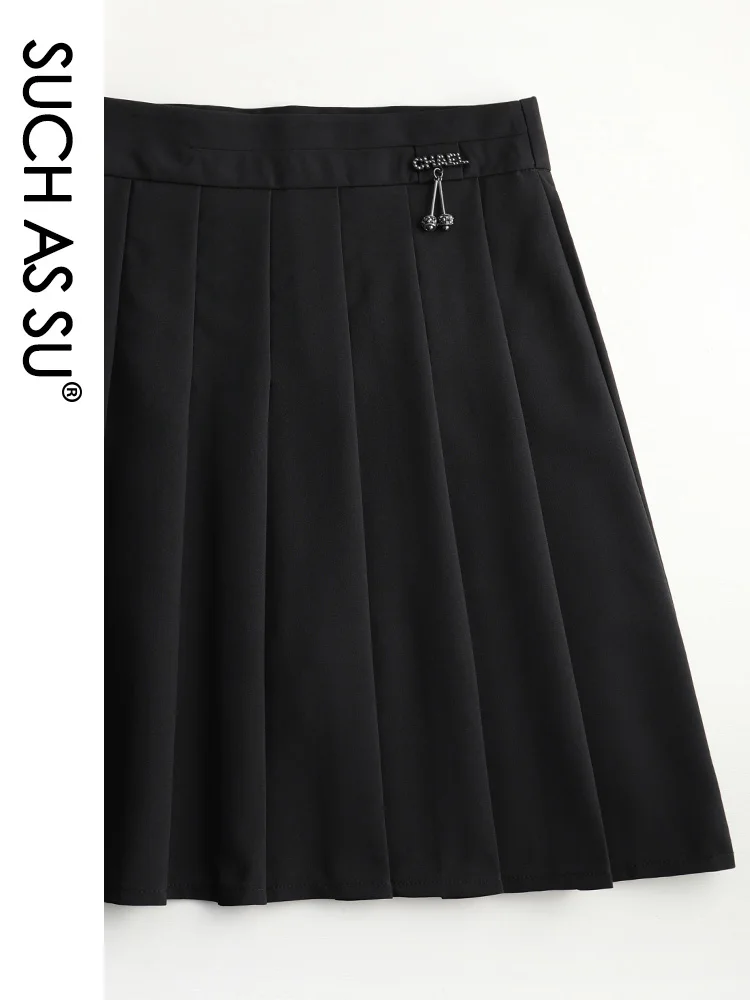 SUCH AS SU Skirts Womens 2023 Korean Fashion High Waist Ladies Black Pleated Skirt S M L XL XXL XXXL Size Female Mini Skirt