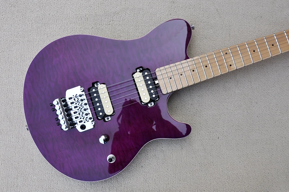 Purple Electric Guitar with Tremolo,Quilted Maple Veneer,Maple Fretboard