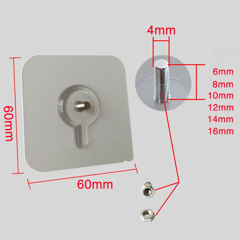 1PC Non-Marking Screw Sticker Punch-Free Self Adhesive Wall Hanging Sucker Screw Stickers Picture Hook Nail Holder Door Hanger