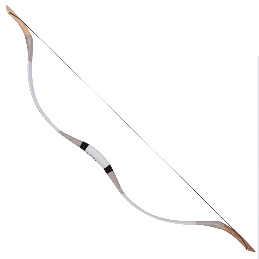 

30-70lbs White Archery Hunting Traditional Recurve Bow Wooden Mongolian Cow Leather Longbow for Outdoor Hunting or Shooting