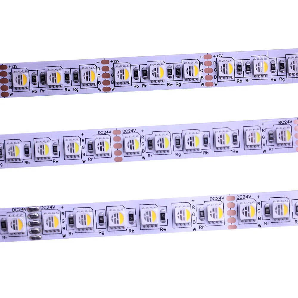 DC12V 24V 5m 84 96LEDs 5050 SMDRGBW RGBWW 4 Colors in 1 Chip Led Flexible Strip Light RGB + White / Warm White indoor decoration