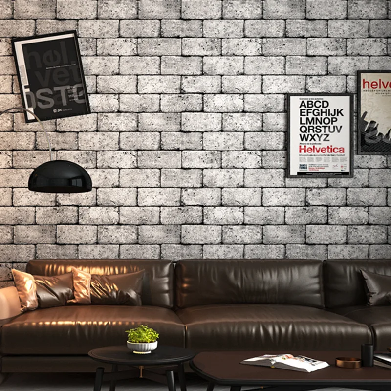 

3d Vintgae Grey Brick Wallpaper Vinyl Waterproof Wall Paper Roll For Shop Bar Background Walls Contact Paper Carta Da Parati