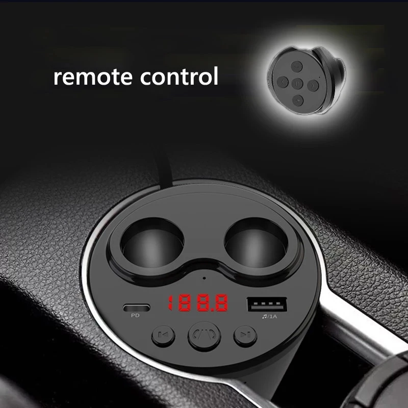 Car MP3 Player FM Transmitter With Remote Control PD Type C USB Car Charger Handsfree Car Kit Wireless FM Modulator