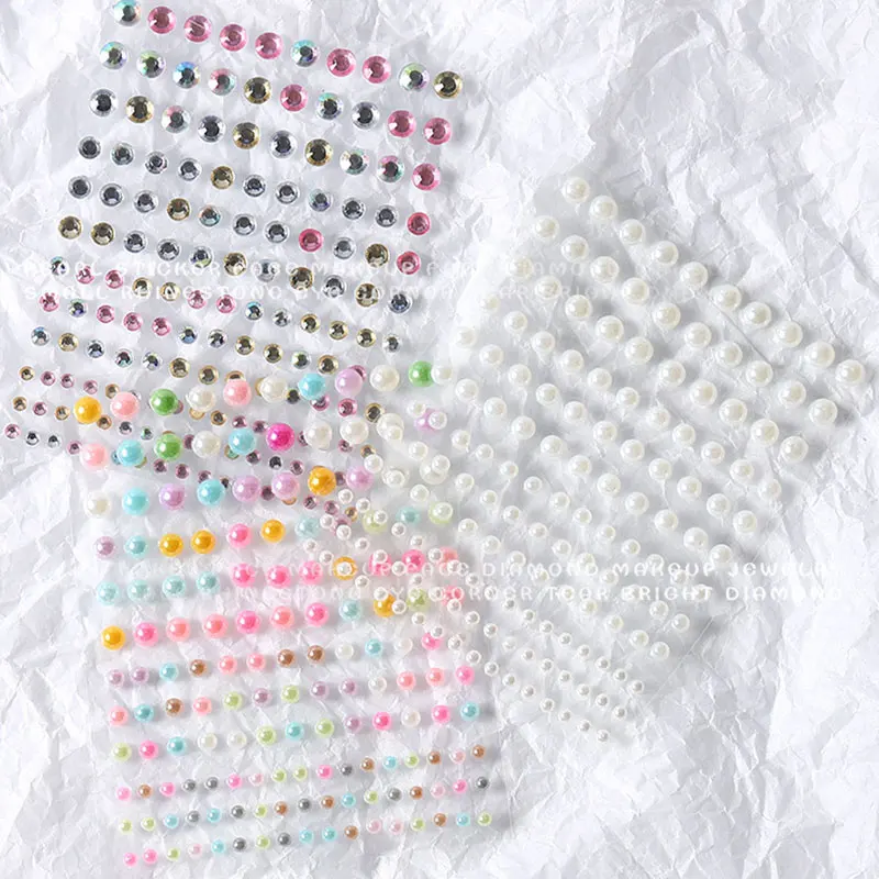 3D White Pearl Face Jewels Eyeshadow Stickers Self Adhesive Face Body Eyebrow Diamond Nail Stickers Diamond Crystal Eyes Sticker