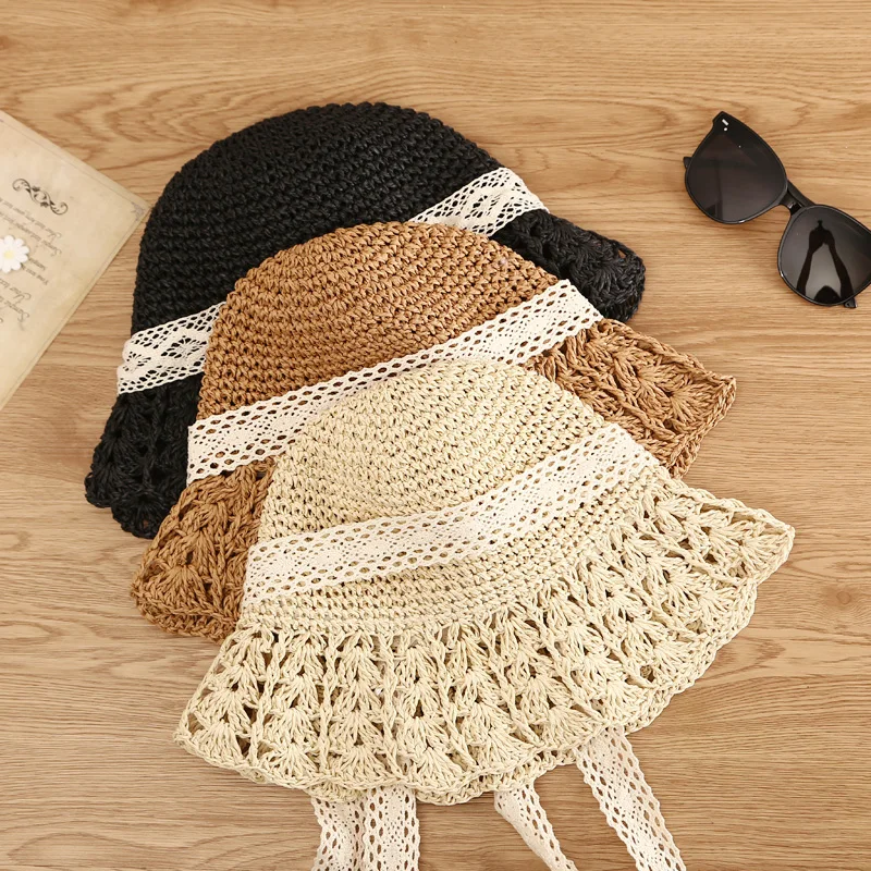 New 2021 summer sun hat bow Raffia hat Visor Temperament  Straw hats Women\'s Sea beach vacation leisure sunscreen hats for girls