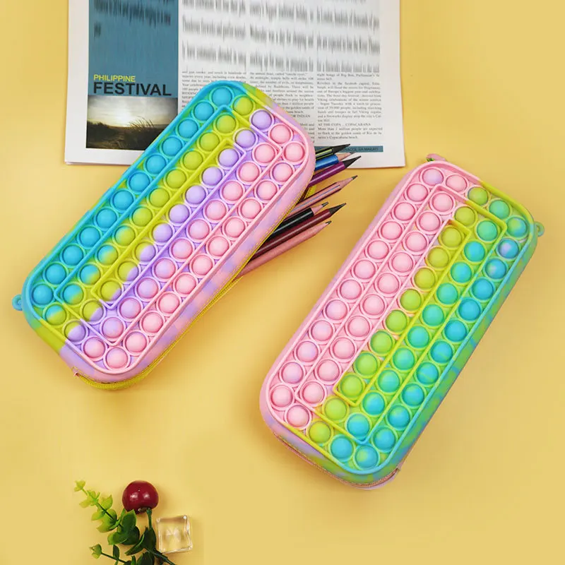 New Pop fidget pencil case Children Stress Relief Squeeze Toy Antistress Popits Soft Squishy Kids Toys Gift