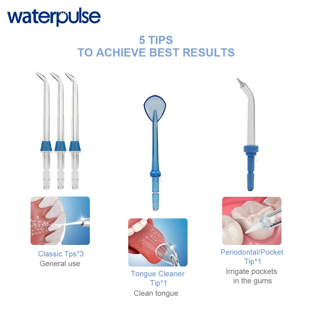 Waterpulse – buse originale pour irrigateur Oral, pour tête de fil dentaire, Jet d'eau électrique V300/400/500/700, 5 pièces