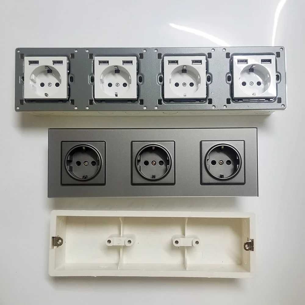 In Wall Bottom Junction Box Mount for Socket USB Multi Frame,Triple Dark Box Quad Back Box,Switch Box Flame Retardant PVC White