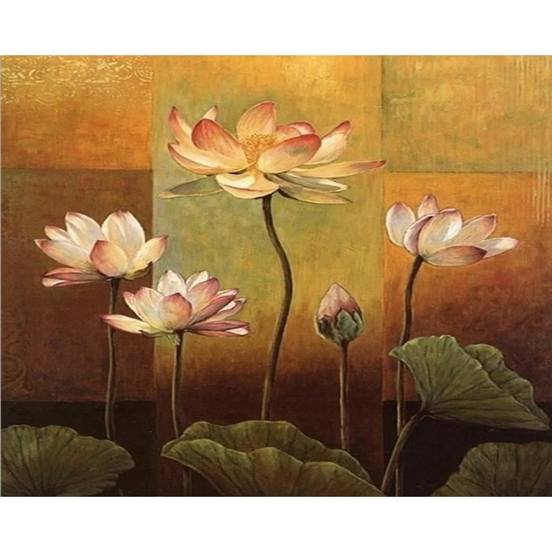 

Painting By Number Flowers a Lotus Picture Frame 40x50 DIY Kits For Adults Drawing Coloring By Number Home Decoration Wall Art