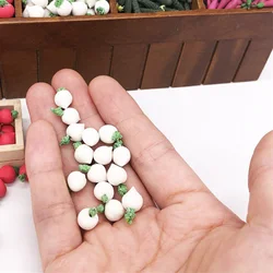 10Pcs 1/12 Dollhouse Miniature Accessories Mini Resin White Radish Simulation Vegetables Carrot Model for Doll House Decoration