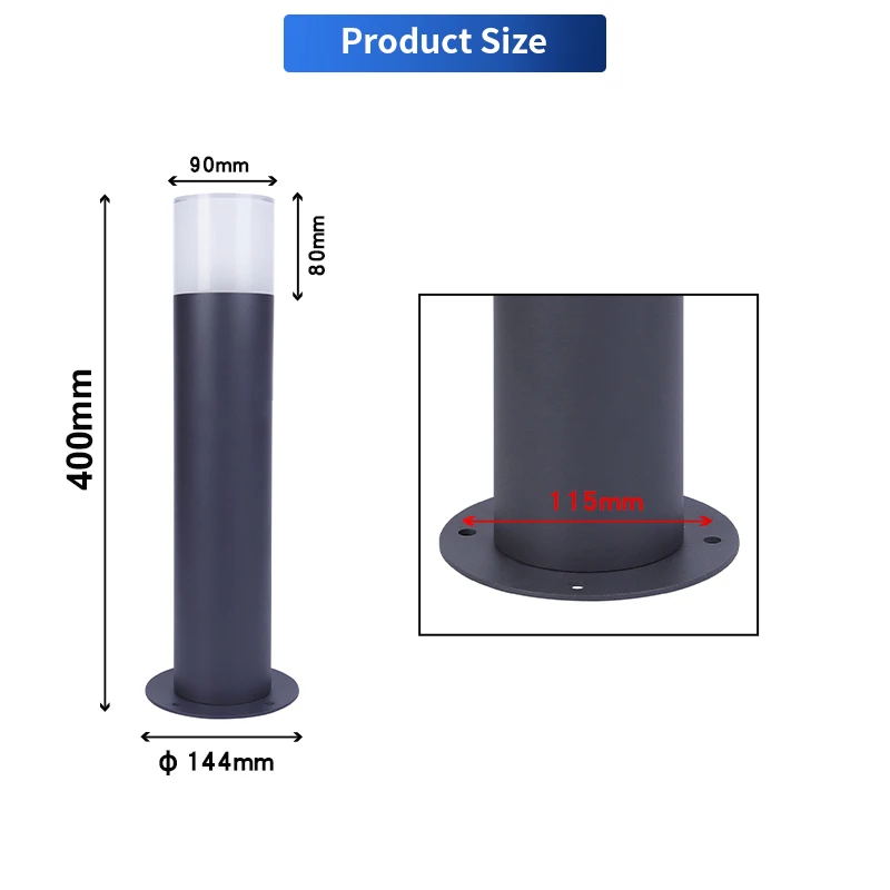 Imagem -02 - Impermeável Outdoor Garden Lamp Base E27 Corpo de Alumínio Pir Sensor eu Socket 3680w 16a Pathway Lawn Lamp For Garden Decoration Pcs
