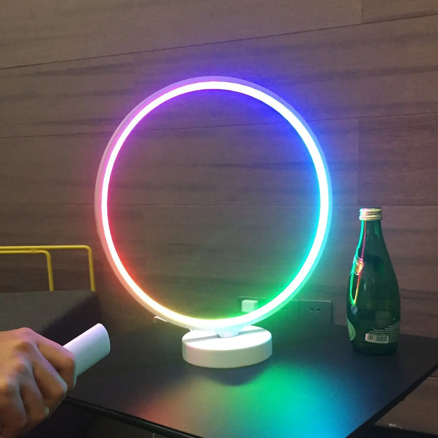 

LED Mood Table Lamp Circle Night Light Modern Design Remote Control Dimming RGBW Color Change Atmosphere Lamp For Bedroom Party