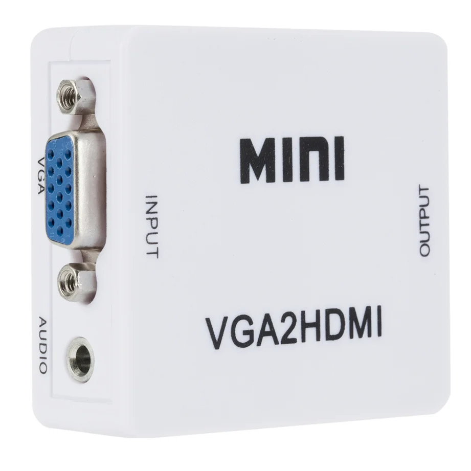 Grwibeou przenośny Mini VGA do HDMI-kompatybilny konwerter VGA2HDMI videobox Adapter Audio 1080P dla Notebook projektor PC HDTV telewizor z dostępem