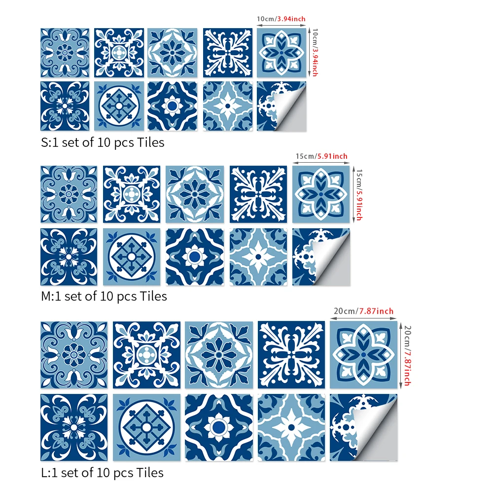Tile Stickers Waterproof Kitchen Retro Moroccan Self Adhesive Bathroom Decal Vinyl Peel And Stick Wall Decoration Wallpaper