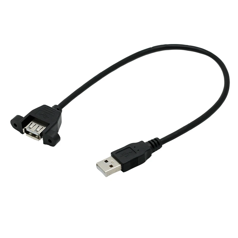 Right angle 90 degree USB2.0 male to female extension mini USB 2.0 cable with panel mounting screw hole computer extension cable