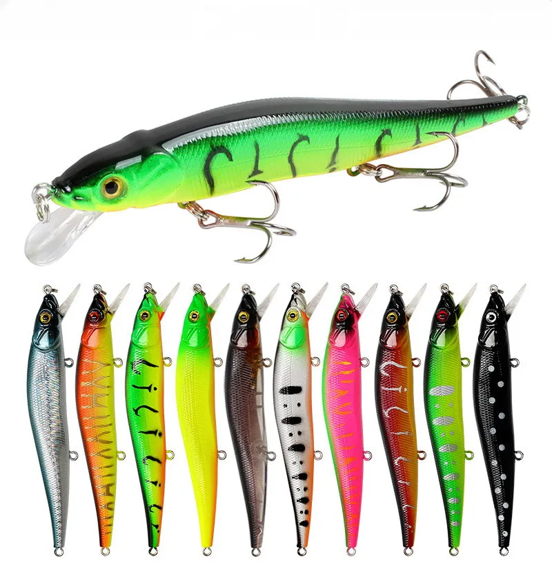 10pcs Fishing Lure Set Black Minnow Crankbait 11.5cm 13.9g Hard Bait Wobbler Floating Fishing Lure Kit Tackle Japan Fish Pesca