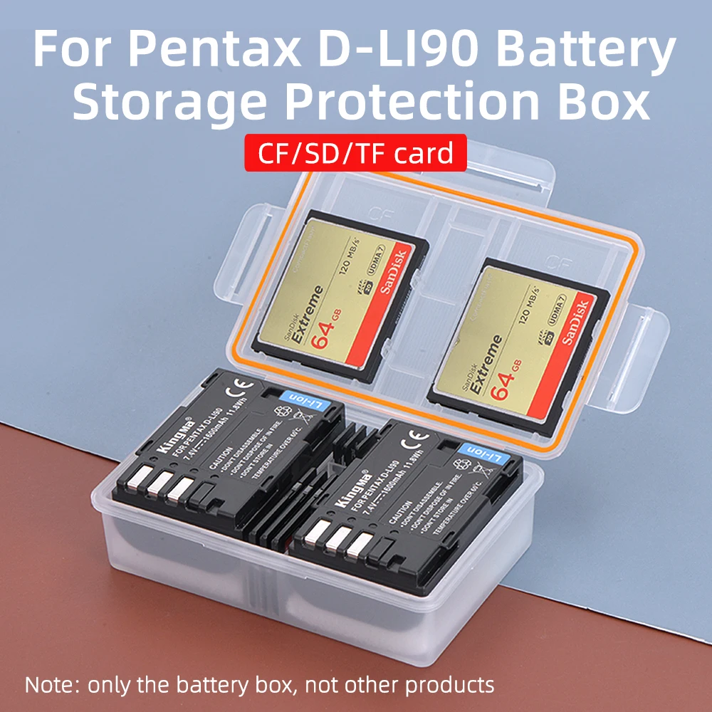 KingMa Battery Plastic Case Storage Holder Battery Box For Pentax D-LI90 Battery DSLR K1 K7 K7D K3 K5 K52S IIS 645D