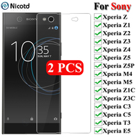 2PCS Tempered Glass For Sony Xperia Z Z1 Z2 Z3 Z4 Z5 Premium Screen Protector For Sony Xperia Z1 Z3 Z5 Compact C3 C5 M2 L1 L2 L3