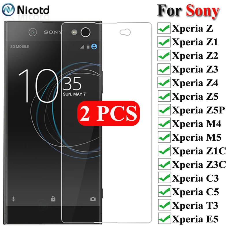 2 SZTUKI Szkło hartowane do Sony Xperia Z Z1 Z2 Z3 Z4 Z5 Premium Screen Protector do Sony Xperia Z1 Z3 Z5 Compact C3 C5 M2 L1 L2 L3