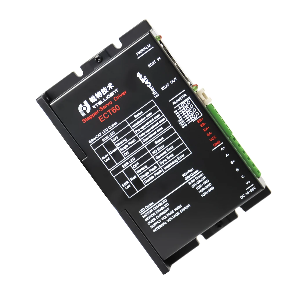 Special link Rtelligent Nema 23 24-80V DC EtherCAT Fieldbus type Closed loop Stepper Motor Driver CiA402 standard