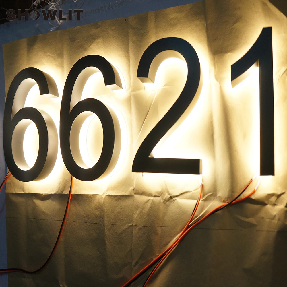 Led Lighting House Numbers Black Painting Backlit Home Numbers