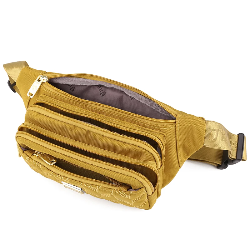 Golden Fanny Packs Women Waterproof Nylon Waist Pack Hip Bum Belt Bags Light Weight Money Phone Pouch Pochetes Mulheres