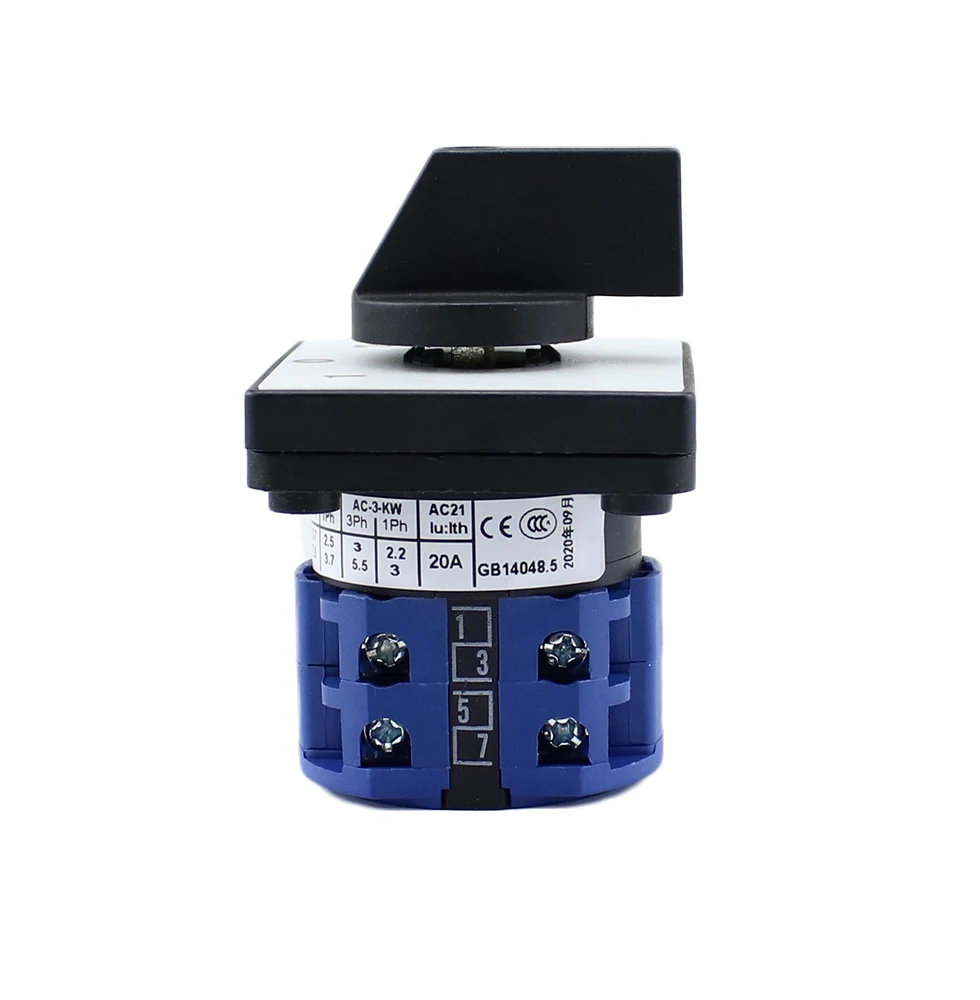 LW26-20/2  1-0-2 switch 690V 20A 2 poles 3 position without plate elecrical changeover cam switch silver contact