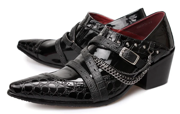 

Italian Mens Shoes High Heels Snake Skin Genuine Leather Buckle Strap Crocodile Oxford Office Formal Dress Shoes Male Brogues