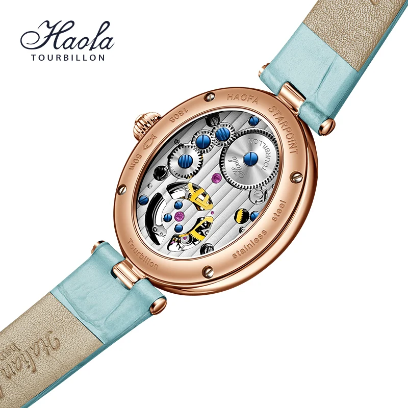 Haofa Flying Tourbillon Watches for Women Luxury Manual Mechanical Movement Watch Sapphire Oval Elegance Limited Edition 2118