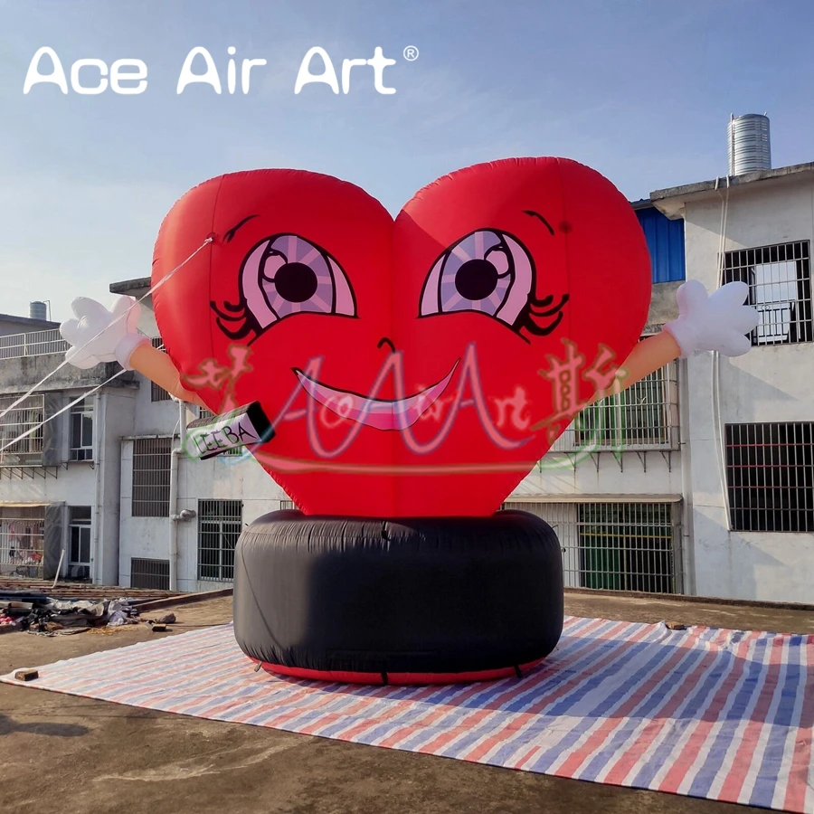 Inflatable Heart Shape Model Balloons with Free Air Blower for Valentine's Day Event Decoration