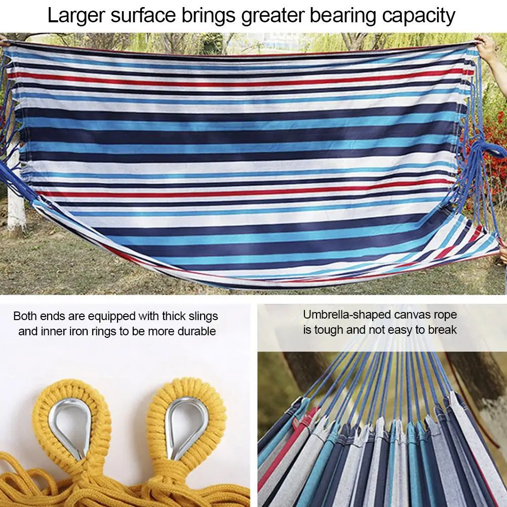 1pc Portable Hammock Outdoor Hammock Garden Sports Home Travel Camping Swing Canvas Stripe Hang Bed Hammock 150 x200cm Hammock