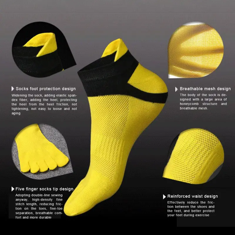 1Pairs 38-43 Outdoor Men's socks Breathable Cotton Toe Socks Sports Jogging cycling running 5 Finger Toe slipper sock